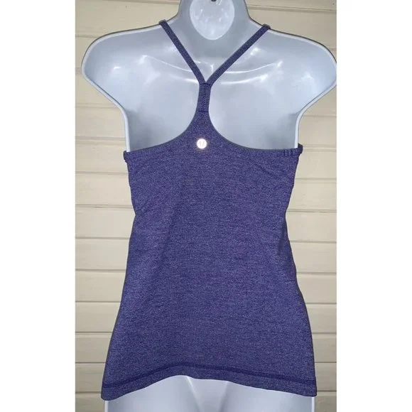 Lululemon Sz 6 Power Y Tank Top Racerback Active Wear Blue Heather Pigment EUC - Picture 5 of 8